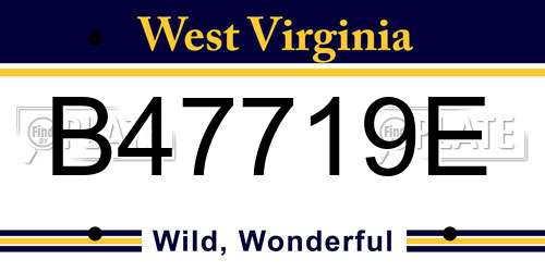 B47719E West Virginia License Plate