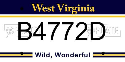 B4772D West Virginia License Plate