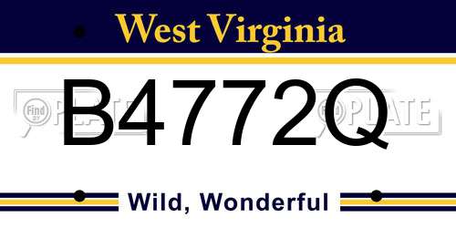 B4772Q West Virginia License Plate