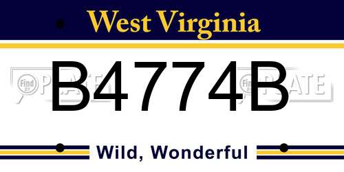 B4774B West Virginia License Plate