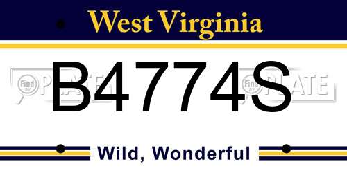 B4774S West Virginia License Plate