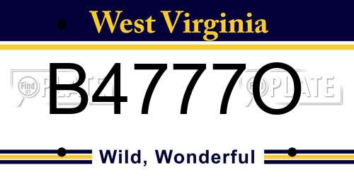 B4777O West Virginia License Plate