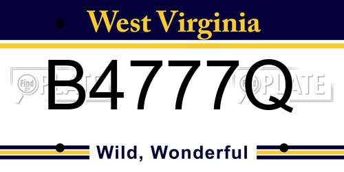 B4777Q West Virginia License Plate