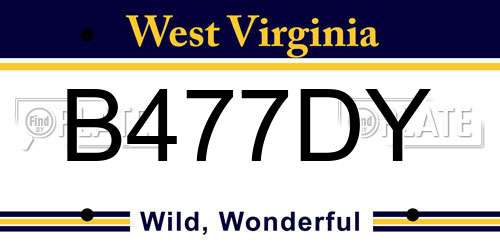 B477DY West Virginia License Plate