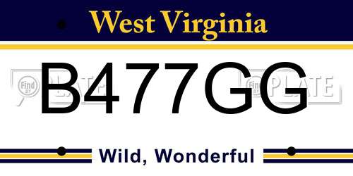 B477GG West Virginia License Plate