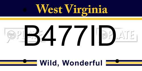 B477ID West Virginia License Plate