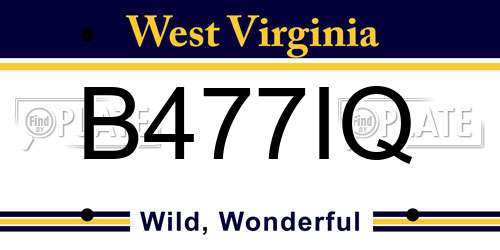 B477IQ West Virginia License Plate