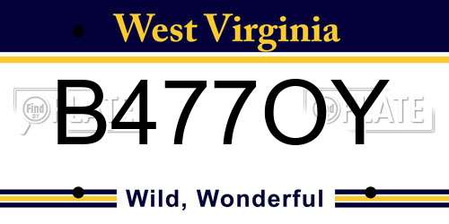 B477OY West Virginia License Plate