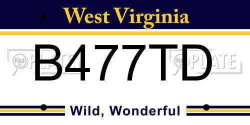 B477TD West Virginia License Plate