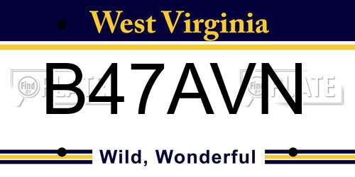 B47AVN West Virginia License Plate