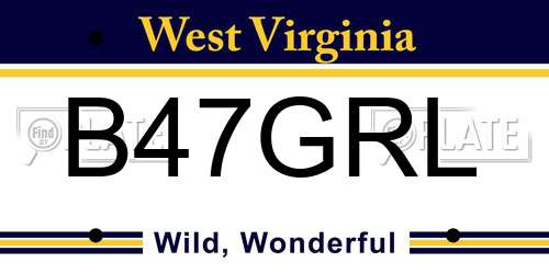 B47GRL West Virginia License Plate