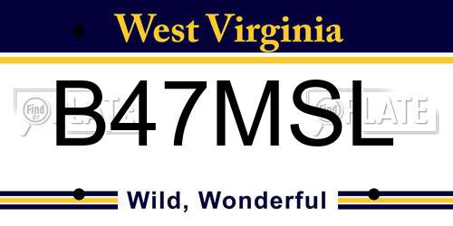 B47MSL West Virginia License Plate
