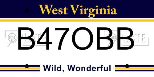 B47OBB West Virginia License Plate