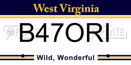 B47ORI West Virginia License Plate
