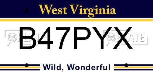 B47PYX West Virginia License Plate