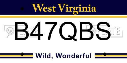 B47QBS West Virginia License Plate