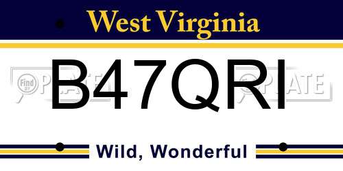B47QRI West Virginia License Plate