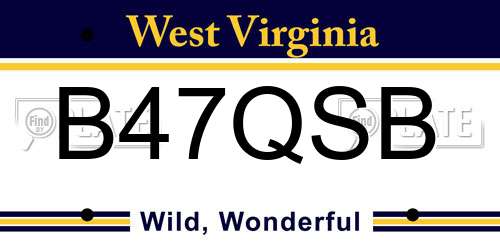 B47QSB West Virginia License Plate