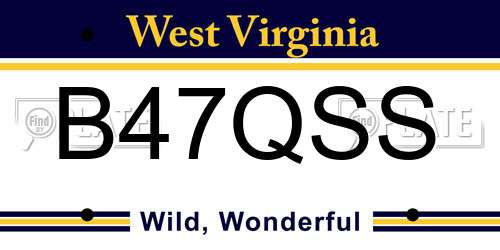 B47QSS West Virginia License Plate