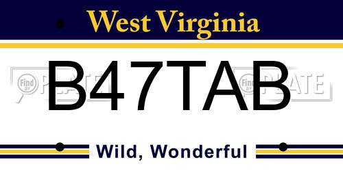 B47TAB West Virginia License Plate