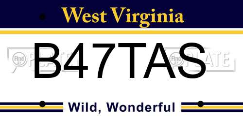 B47TAS West Virginia License Plate
