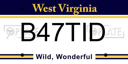 B47TID West Virginia License Plate