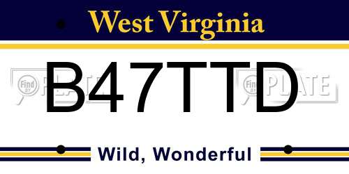 B47TTD West Virginia License Plate