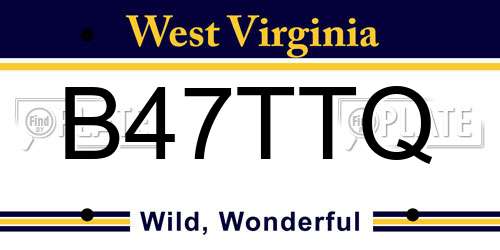 B47TTQ West Virginia License Plate