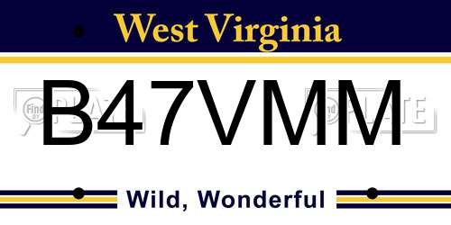 B47VMM West Virginia License Plate