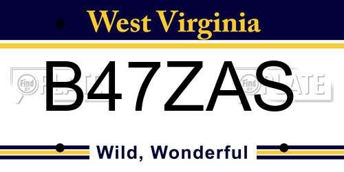 B47ZAS West Virginia License Plate