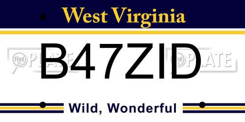 B47ZID West Virginia License Plate