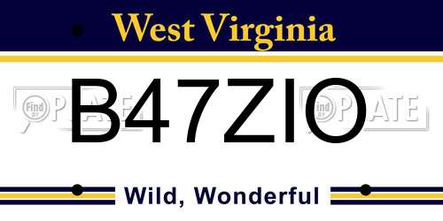 B47ZIO West Virginia License Plate