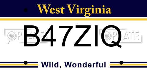 B47ZIQ West Virginia License Plate