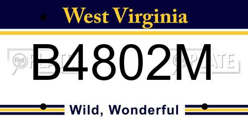 B4802M West Virginia License Plate