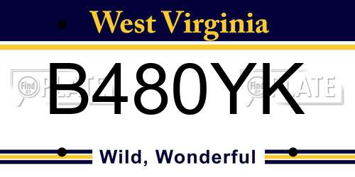B480YK West Virginia License Plate