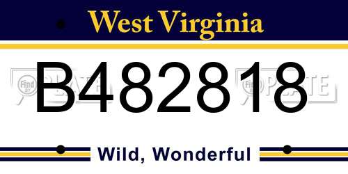 B482818 West Virginia License Plate