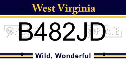 B482JD West Virginia License Plate