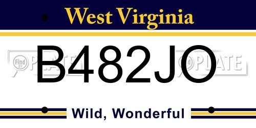 B482JO West Virginia License Plate