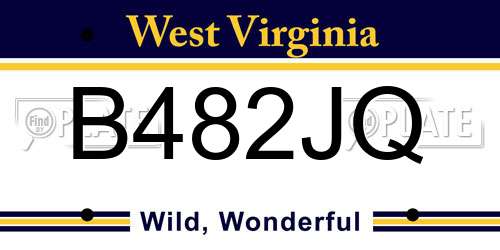 B482JQ West Virginia License Plate