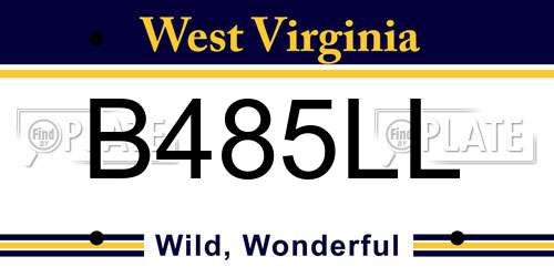 B485LL West Virginia License Plate