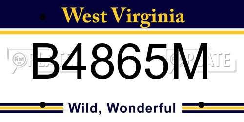 B4865M West Virginia License Plate