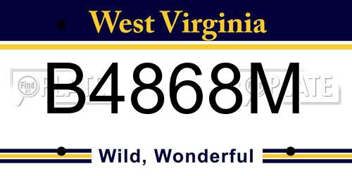 B4868M West Virginia License Plate