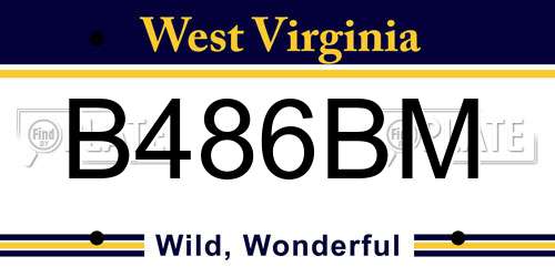 B486BM West Virginia License Plate
