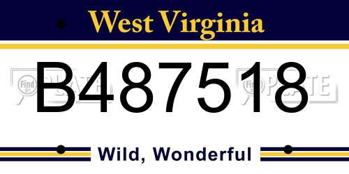 B487518 West Virginia License Plate