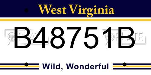 B48751B West Virginia License Plate