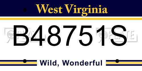 B48751S West Virginia License Plate