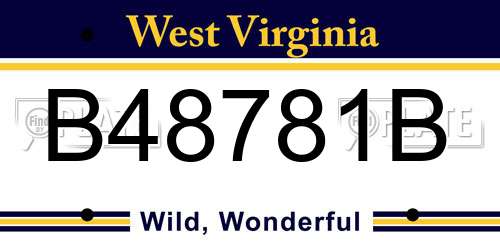 B48781B West Virginia License Plate