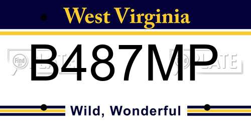 B487MP West Virginia License Plate
