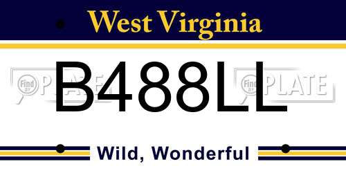 B488LL West Virginia License Plate