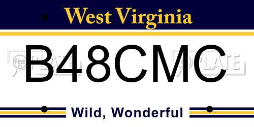B48CMC West Virginia License Plate